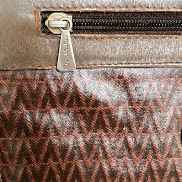 Chocolate brown VALENTINO CLUTCH with leather trim - Picture 6 of 13